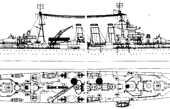 Корабль HMS Shropshire [Heavy Cruiser] (1942) - чертежи, габариты, рисунки